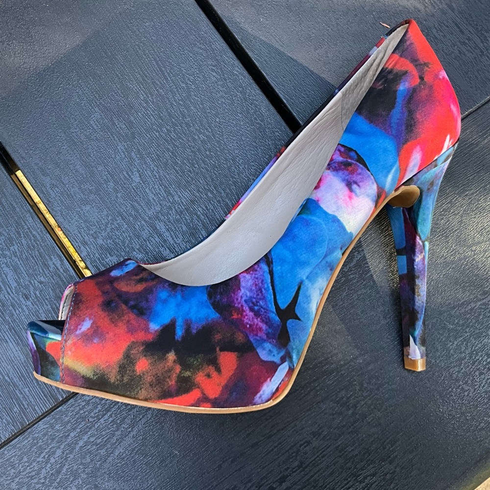 Colourful Open Toe Platform Front Heels
